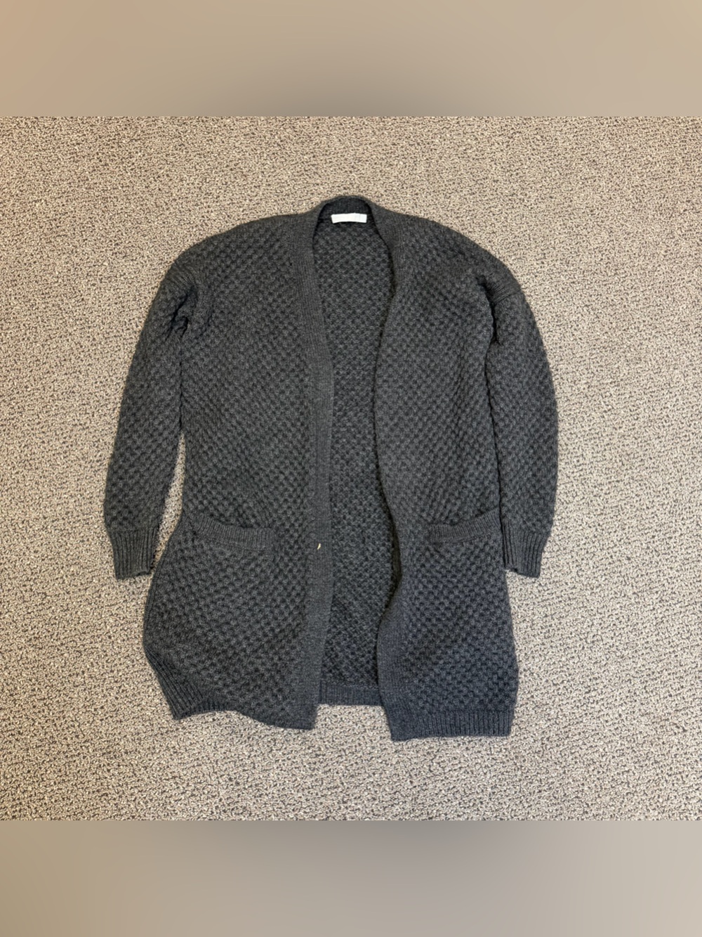 Vince Women's Wool Yak Blend Longline Cardigan Sweater waffle knit xs